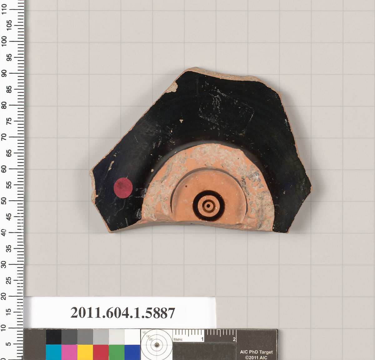 Terracotta fragment of a kylix (drinking cup), Terracotta, Greek, Attic