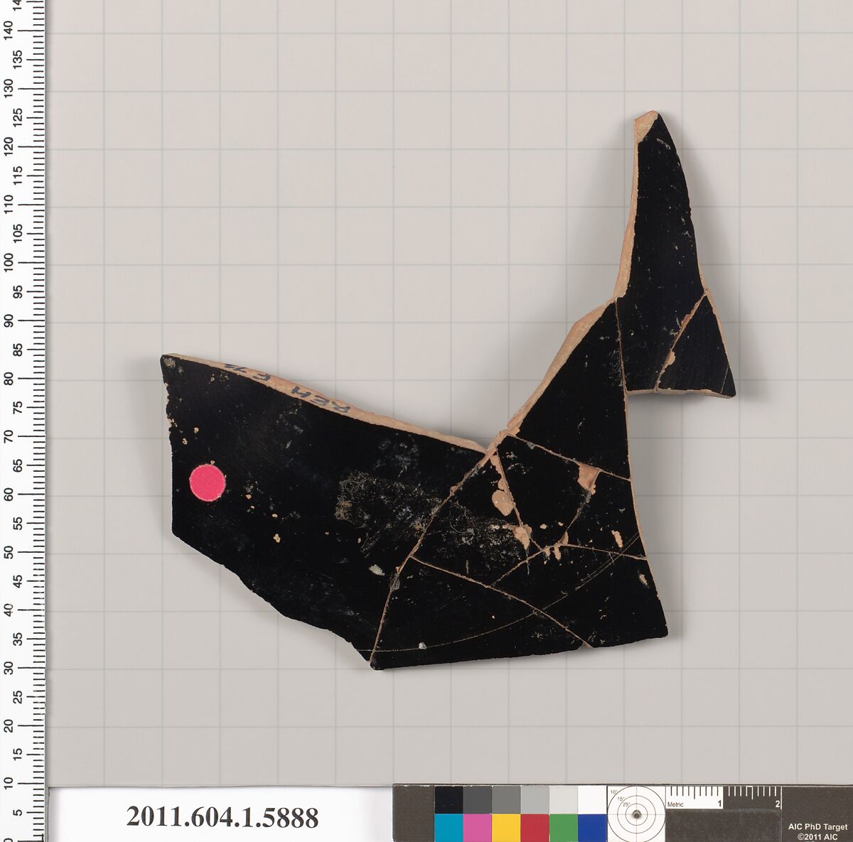 Terracotta fragment of a kylix (drinking cup), Terracotta, Greek, Attic