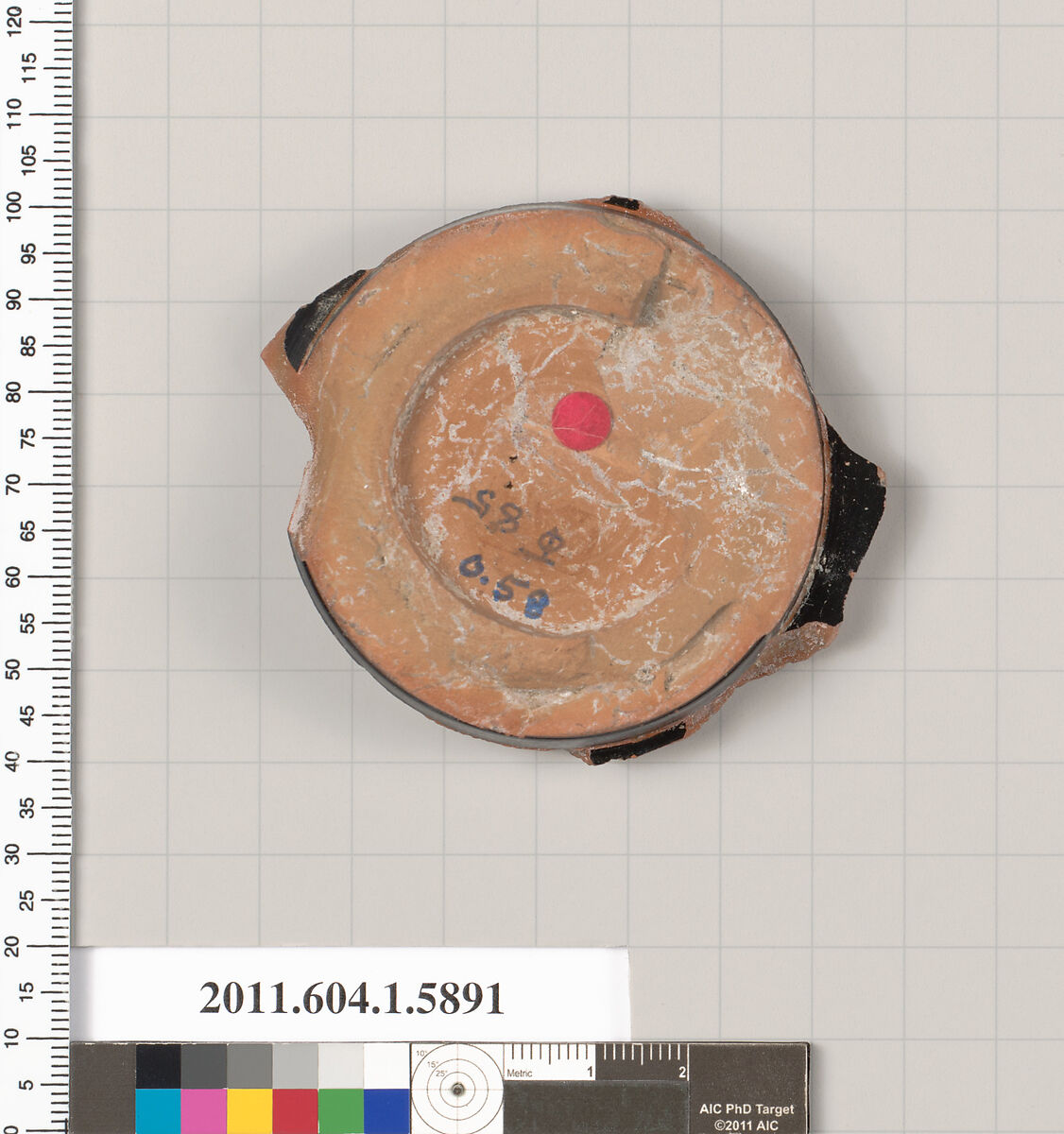 Terracotta fragment of a kylix (drinking cup), Terracotta, Greek, Attic