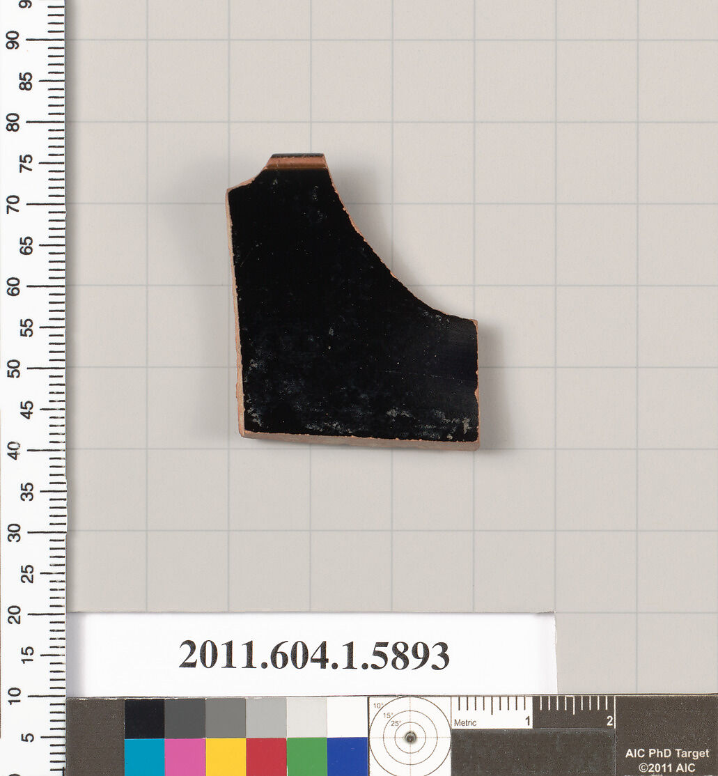Terracotta rim fragment of a kylix (drinking cup), Terracotta, Greek, Attic
