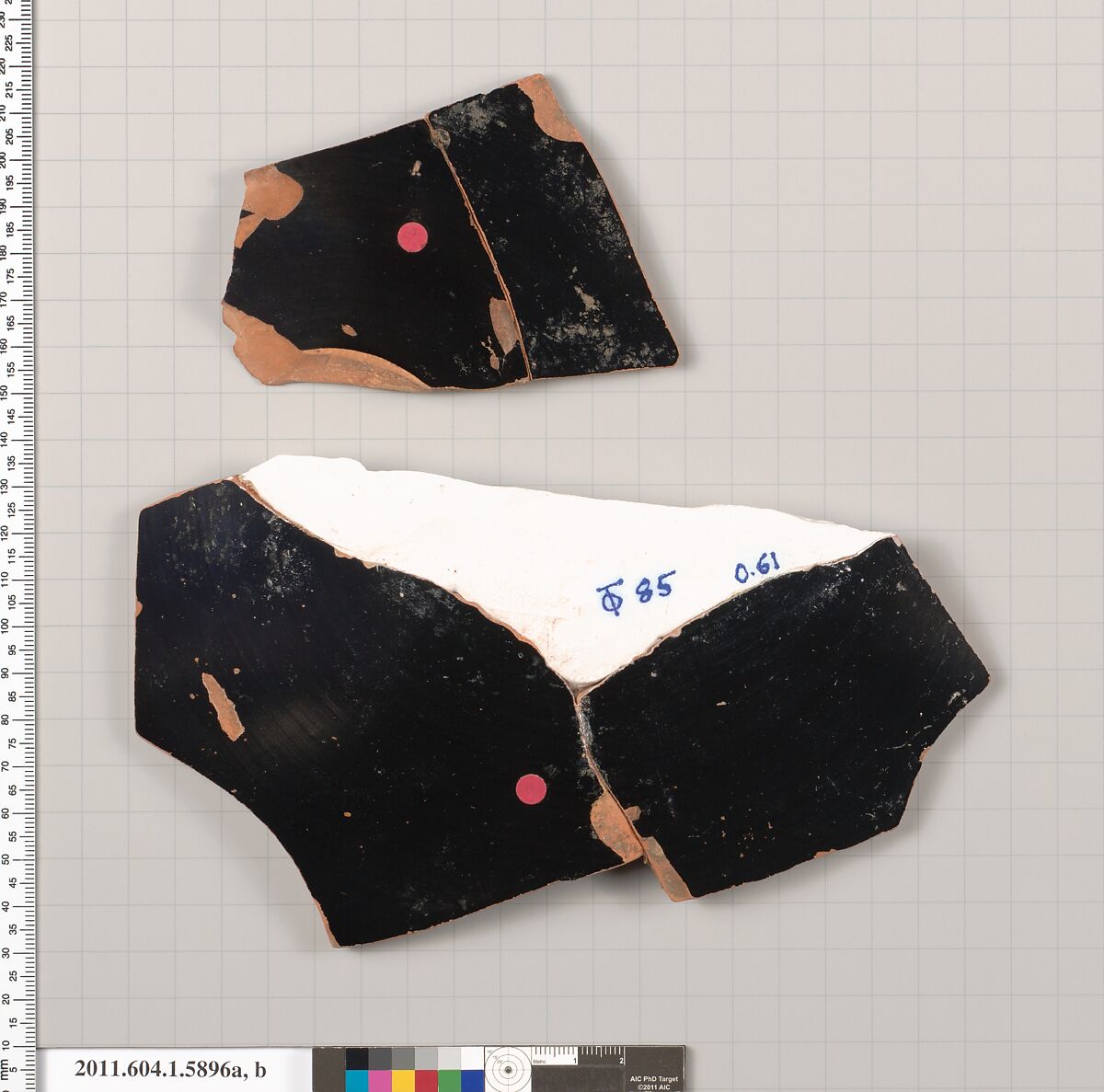 Terracotta fragments of a kylix (drinking cup), Terracotta, Greek, Attic