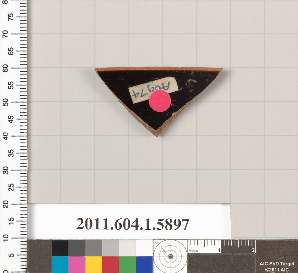 Terracotta rim fragment of a kylix (drinking cup), Terracotta, Greek, Attic