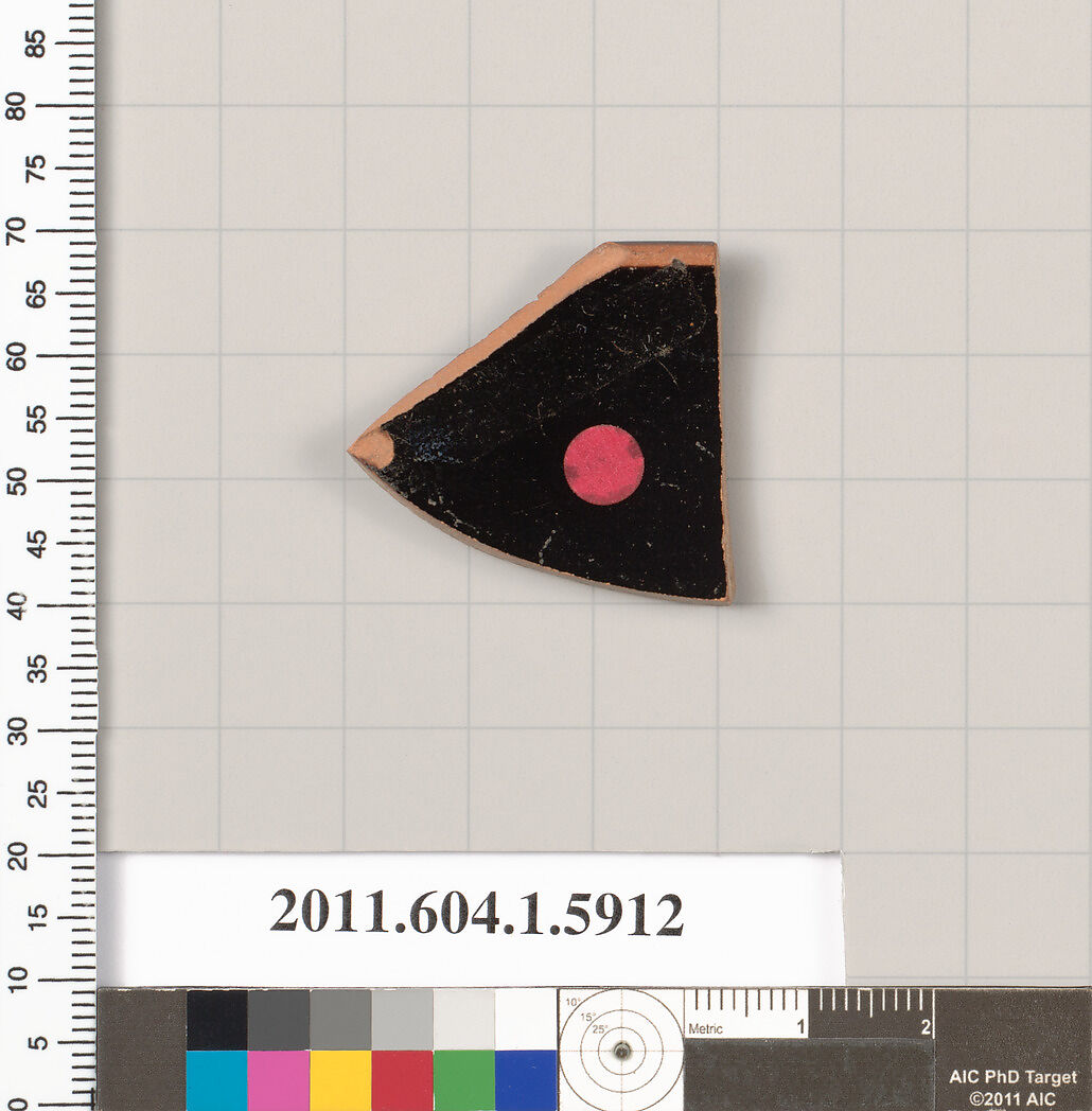 Terracotta rim fragment of a kylix (drinking cup), Terracotta, Greek, Attic
