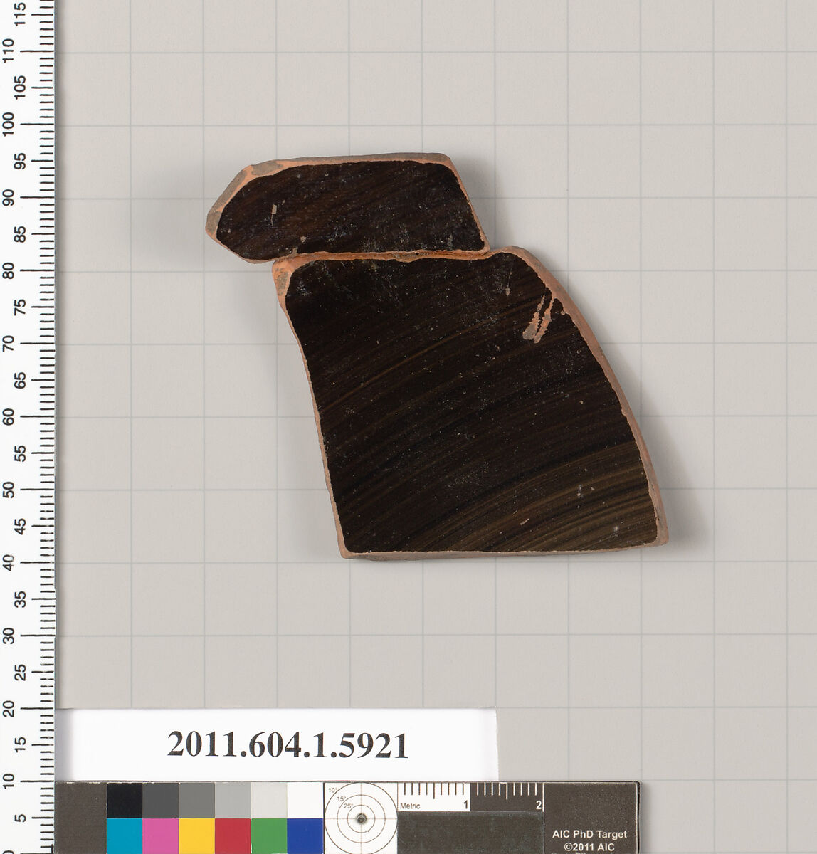 Terracotta fragment of a kylix (drinking cup), Terracotta, Greek, Attic