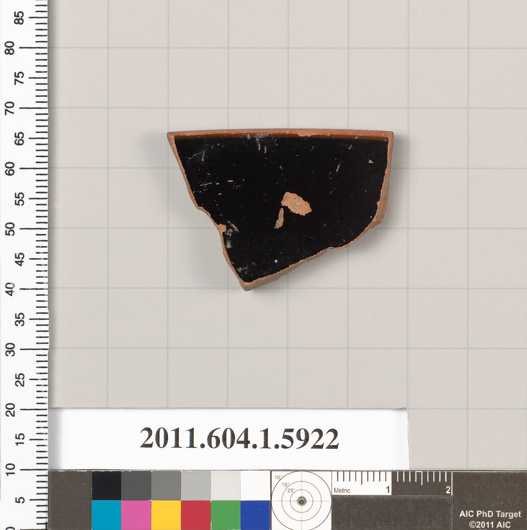 Terracotta rim fragment of a kylix (drinking cup), Terracotta, Greek, Attic