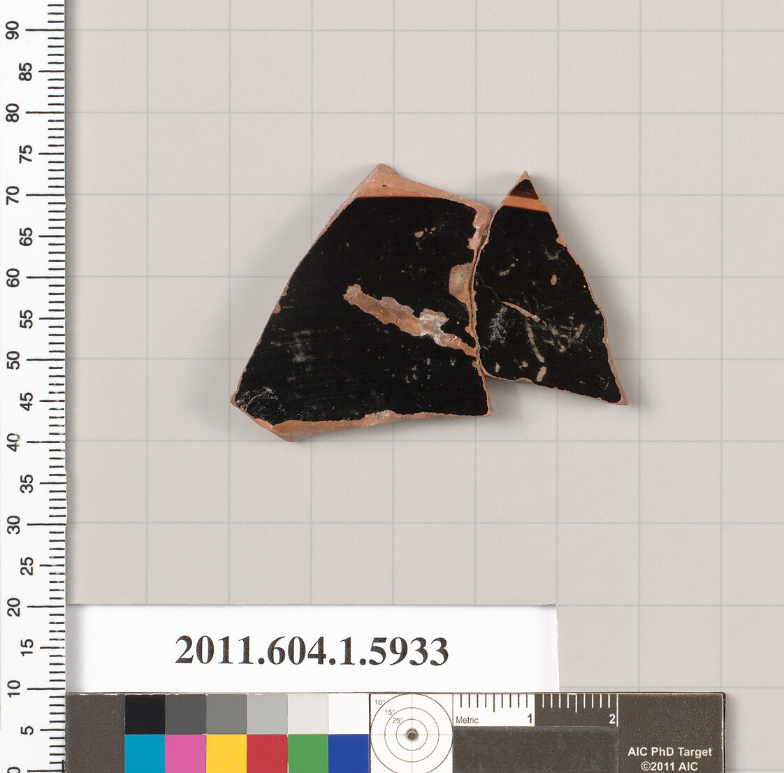 Terracotta fragment of a kylix (drinking cup), Terracotta, Greek, Attic