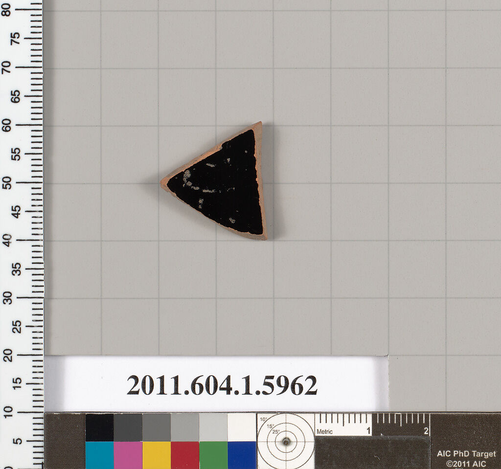 Terracotta fragment of a kylix (drinking cup), Terracotta, Greek, Attic