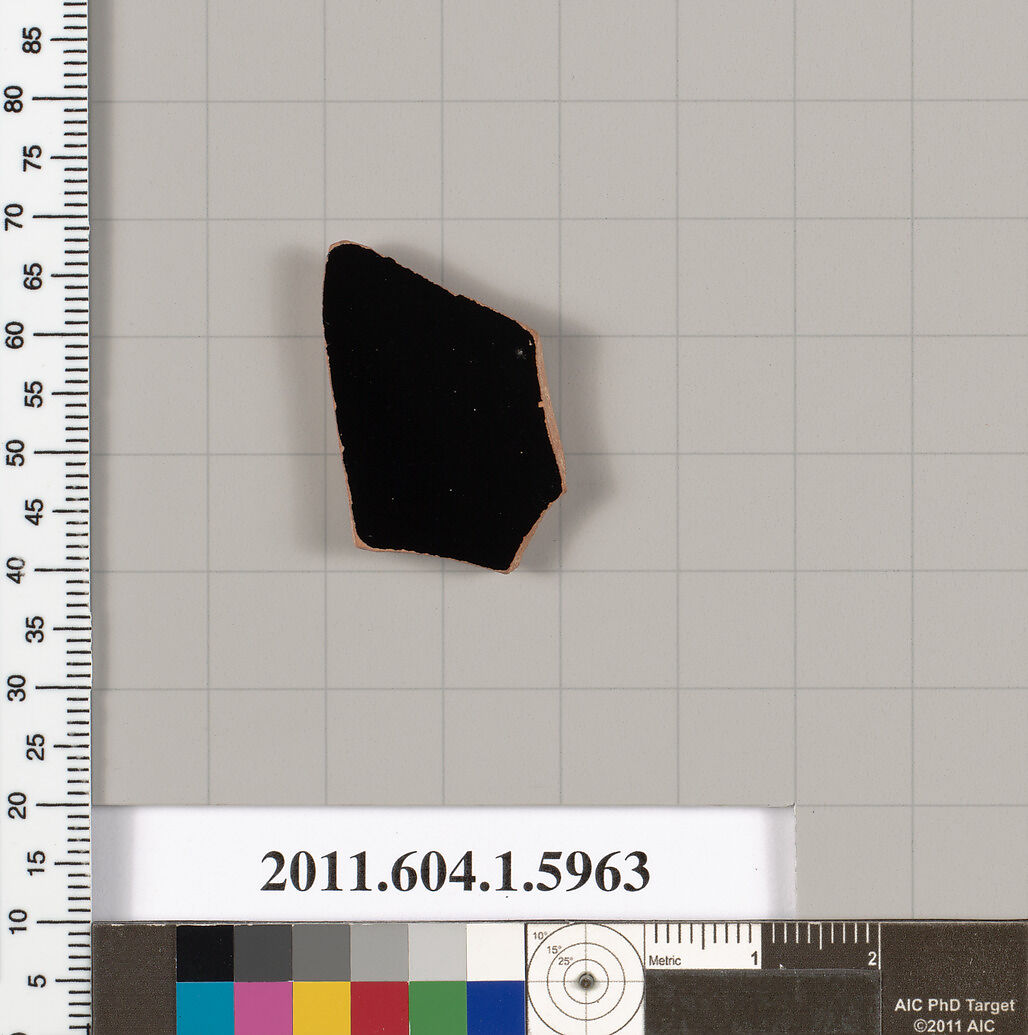 Terracotta fragment of a kylix (drinking cup), Terracotta, Greek, Attic