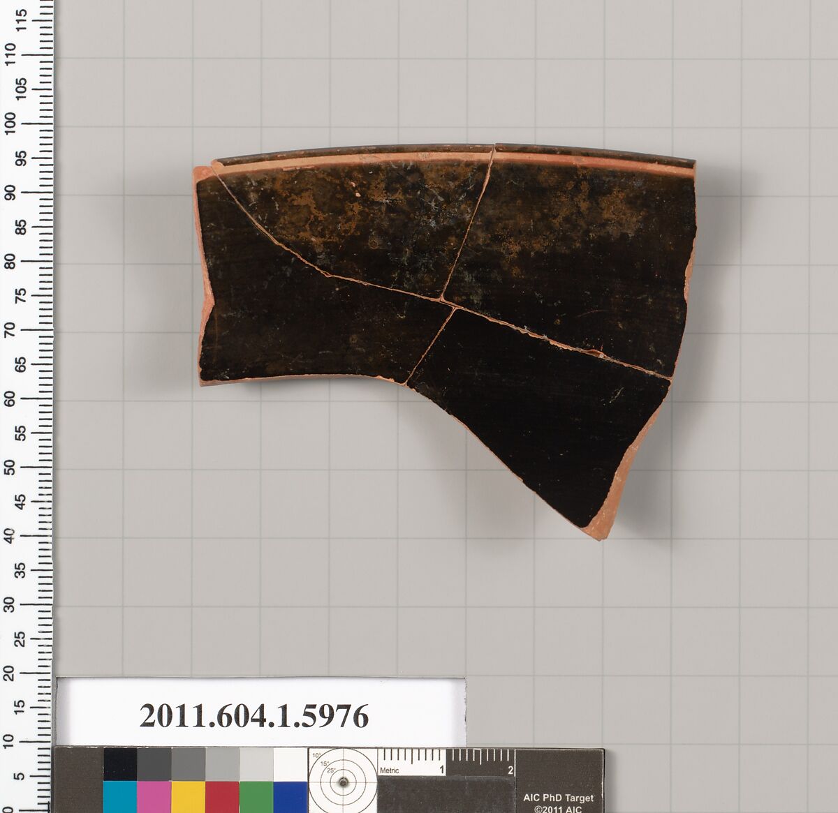 Terracotta rim fragment of a kylix (drinking cup), Terracotta, Greek, Attic