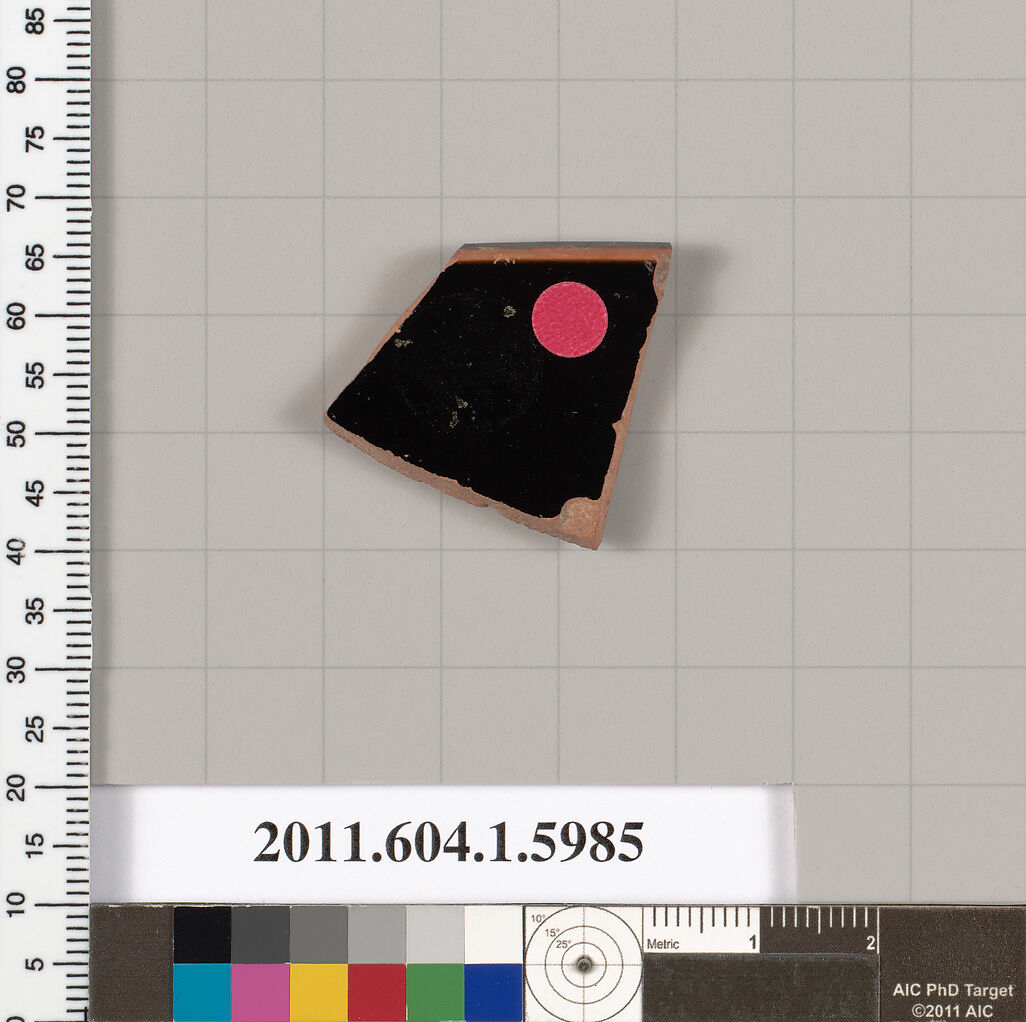 Terracotta rim fragment of a kylix (drinking cup), Terracotta, Greek, Attic