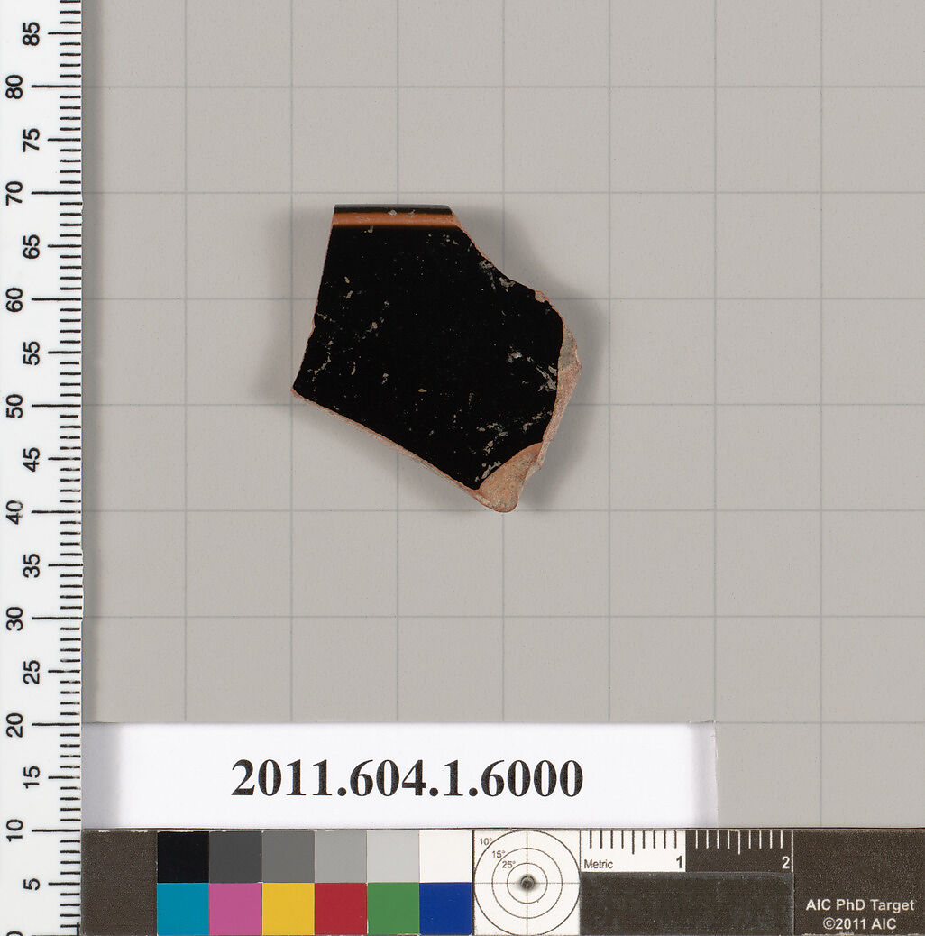 Terracotta rim fragment of a kylix (drinking cup), Terracotta, Greek, Attic