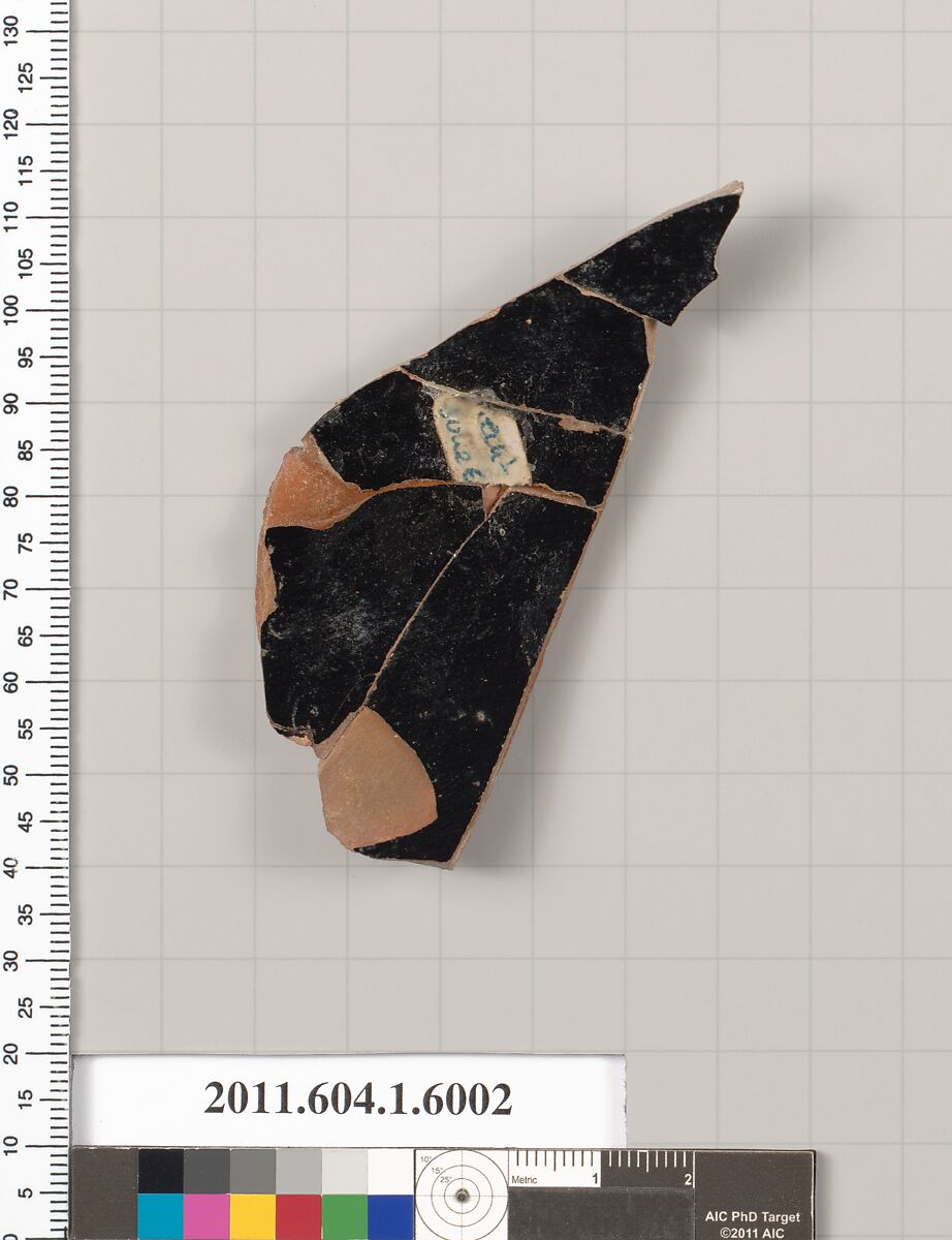 Terracotta fragment of a kylix (drinking cup), Terracotta, Greek, Attic