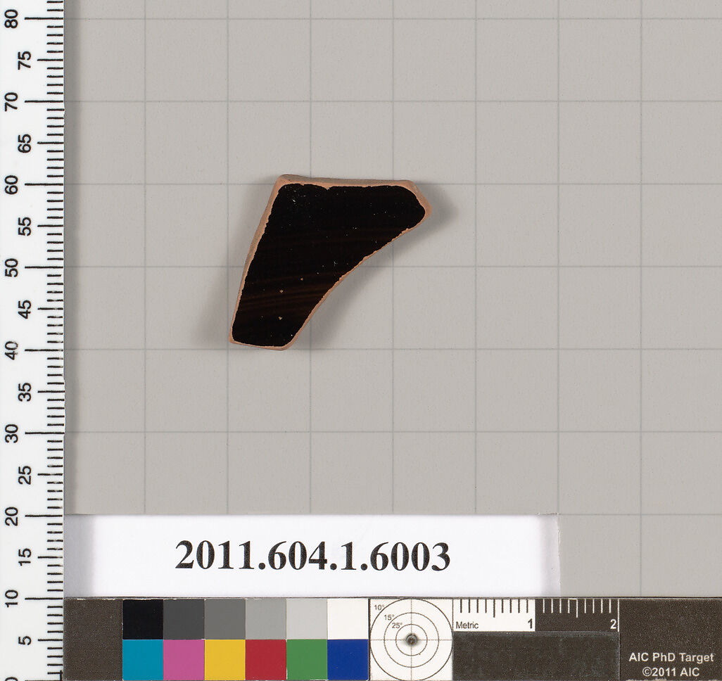 Terracotta fragment of a kylix (drinking cup), Terracotta, Greek, Attic
