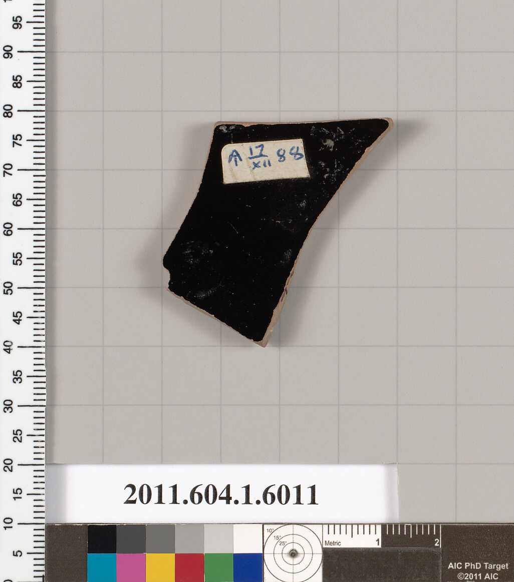 Terracotta fragment of a kylix (drinking cup), Terracotta, Greek, Attic
