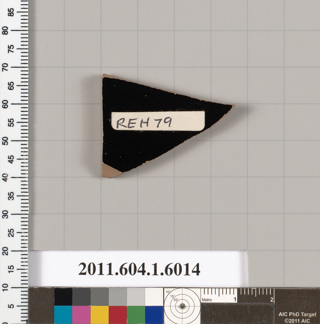 Terracotta fragment of a kylix (drinking cup), Terracotta, Greek, Attic