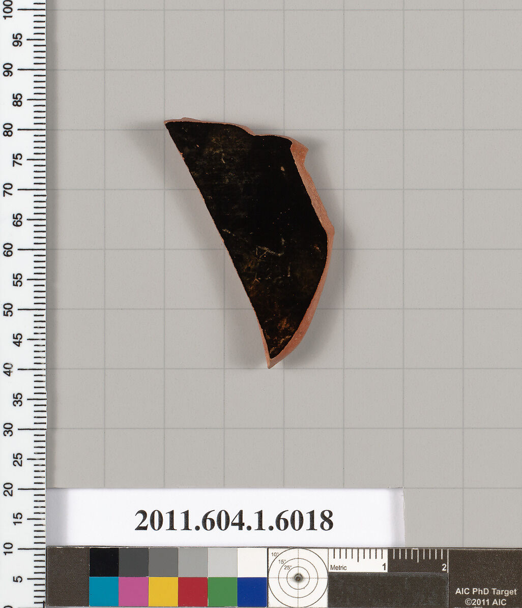 Terracotta fragment of a kylix (drinking cup), Terracotta, Greek, Attic