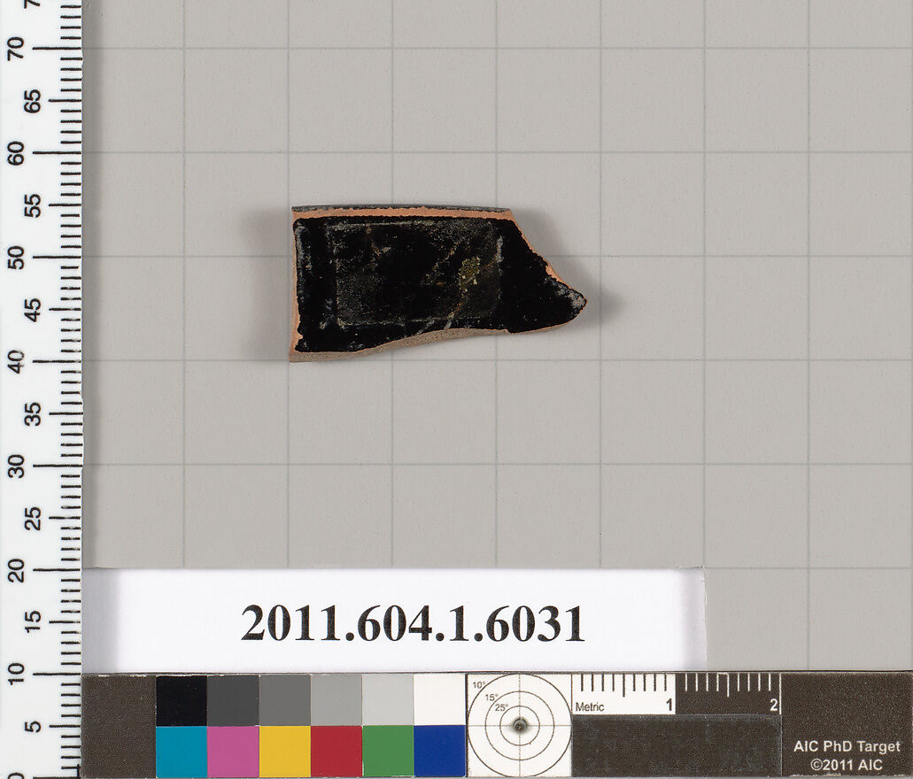 Terracotta rim fragment of a kylix (drinking cup), Terracotta, Greek, Attic