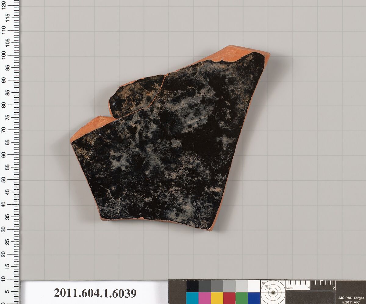 Terracotta rim fragment of a kylix (drinking cup), Terracotta, Greek, Attic