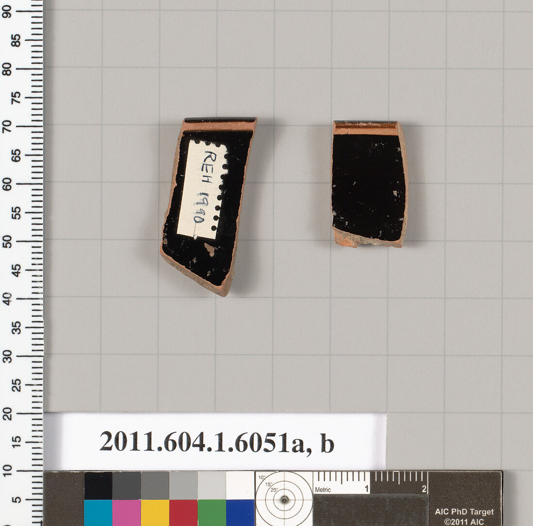 Terracotta rim fragments of kylikes (drinking cups), Terracotta, Greek, Attic