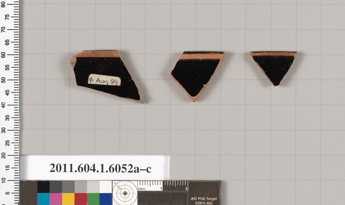 Terracotta rim fragments of kylikes (drinking cups), Terracotta, Greek, Attic