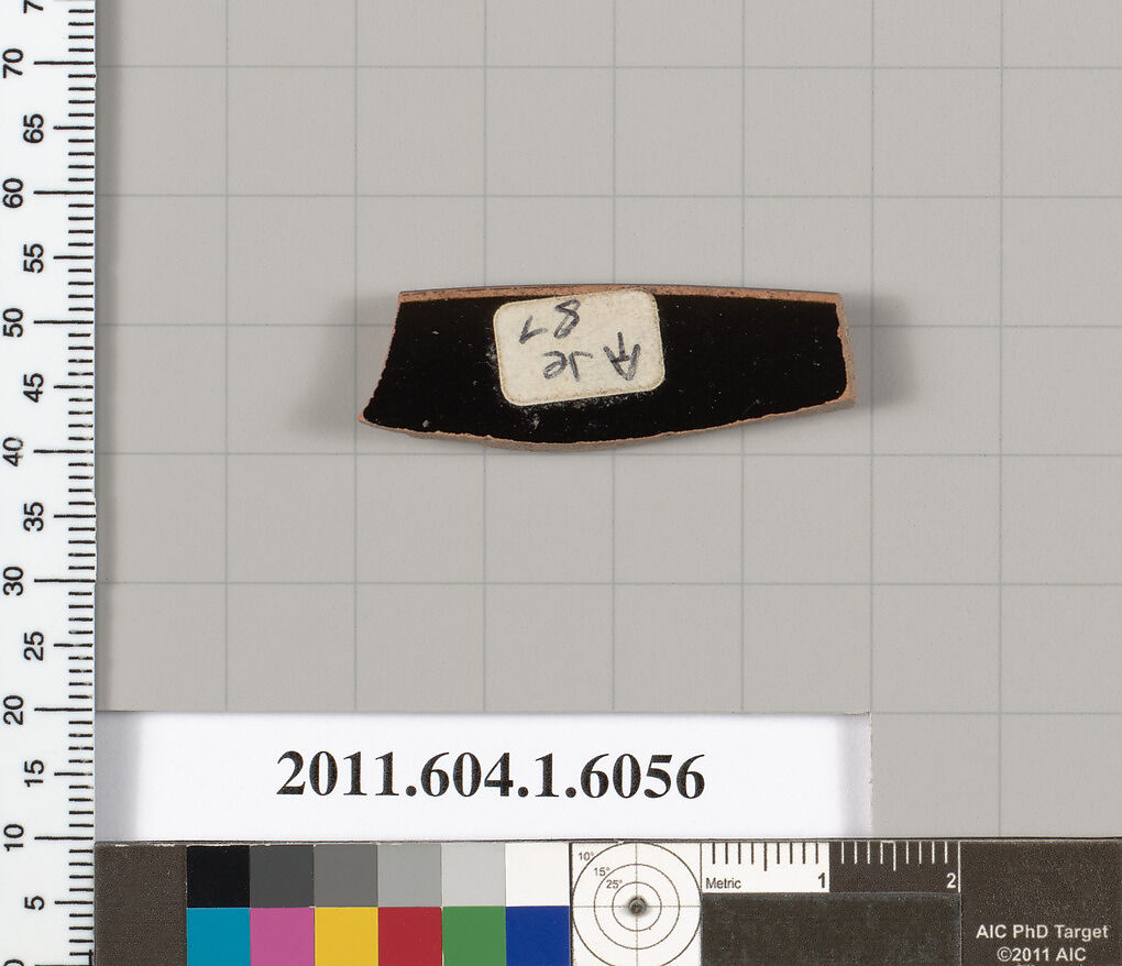 Terracotta fragment of a kylix (drinking cup), Terracotta, Greek, Attic