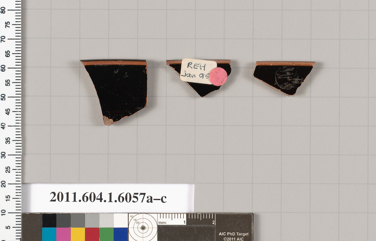 Terracotta rim fragments of kylikes (drinking cups), Terracotta, Greek, Attic