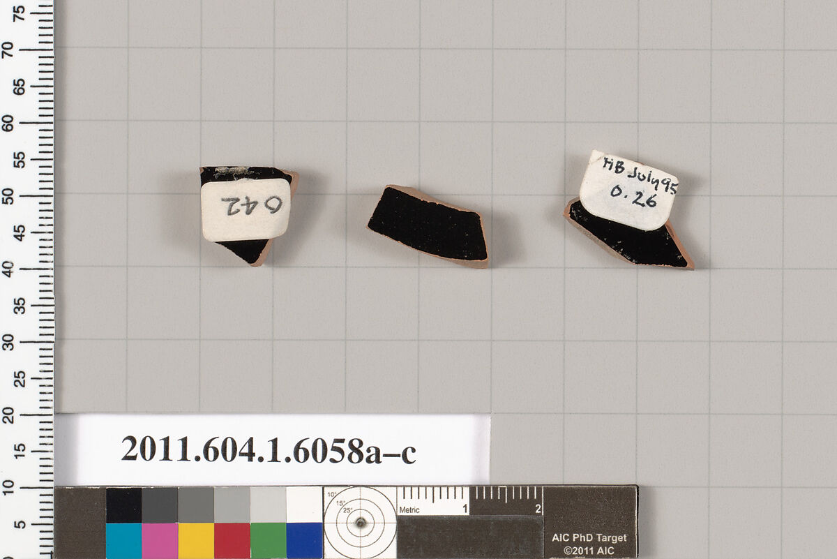 Terracotta fragments of kylikes (drinking cups), Terracotta, Greek, Attic
