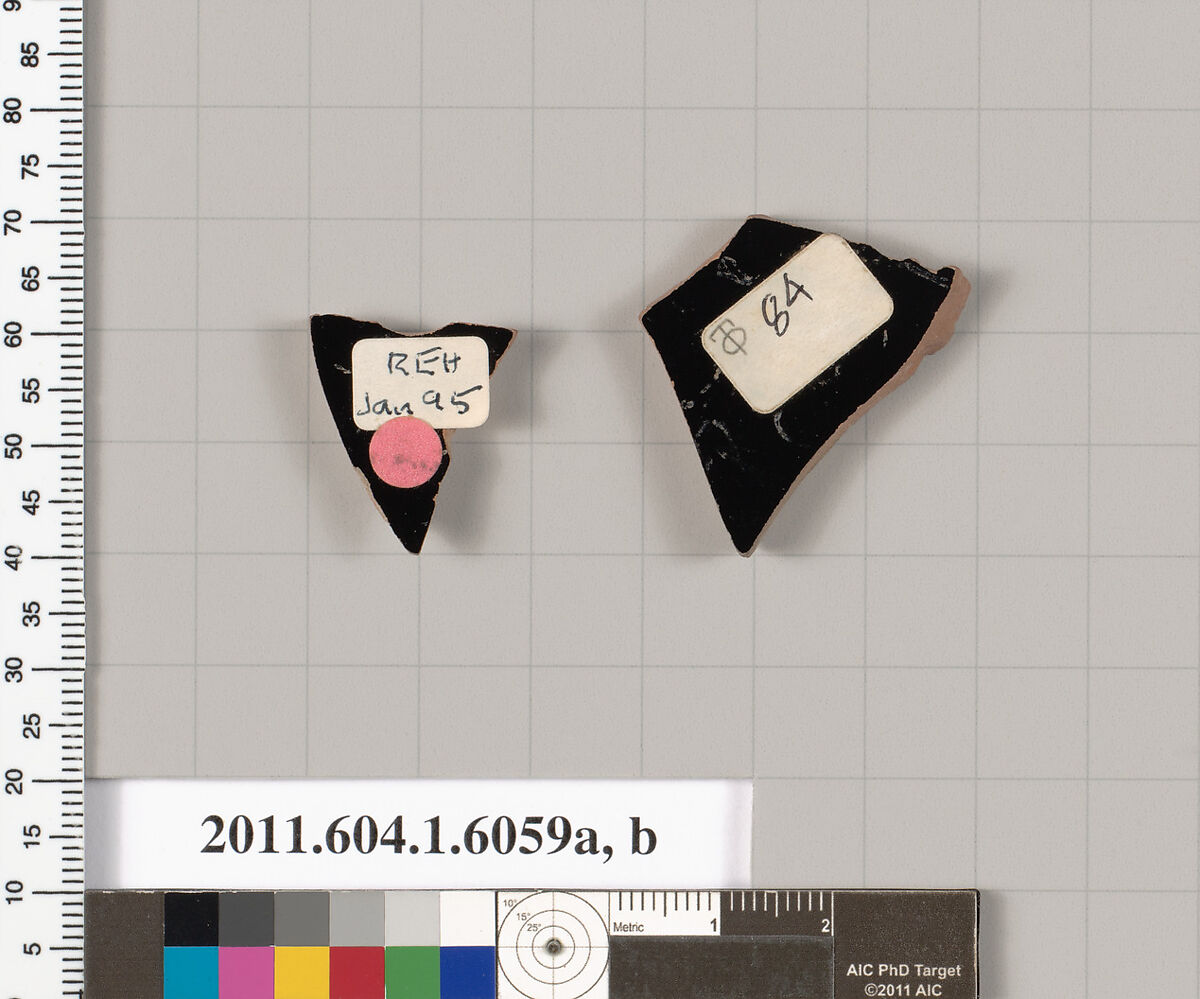 Terracotta fragments of kylikes (drinking cups), Terracotta, Greek, Attic