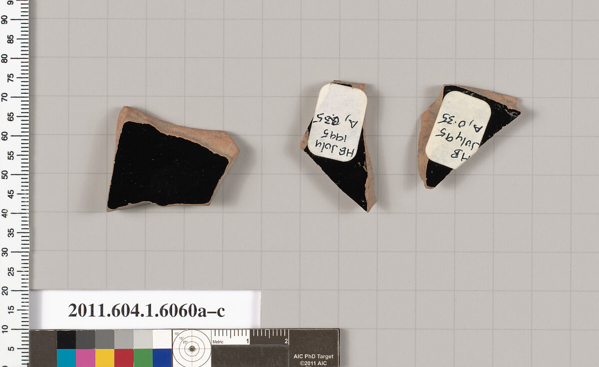 Terracotta fragments of kylikes (drinking cups), Terracotta, Greek, Attic