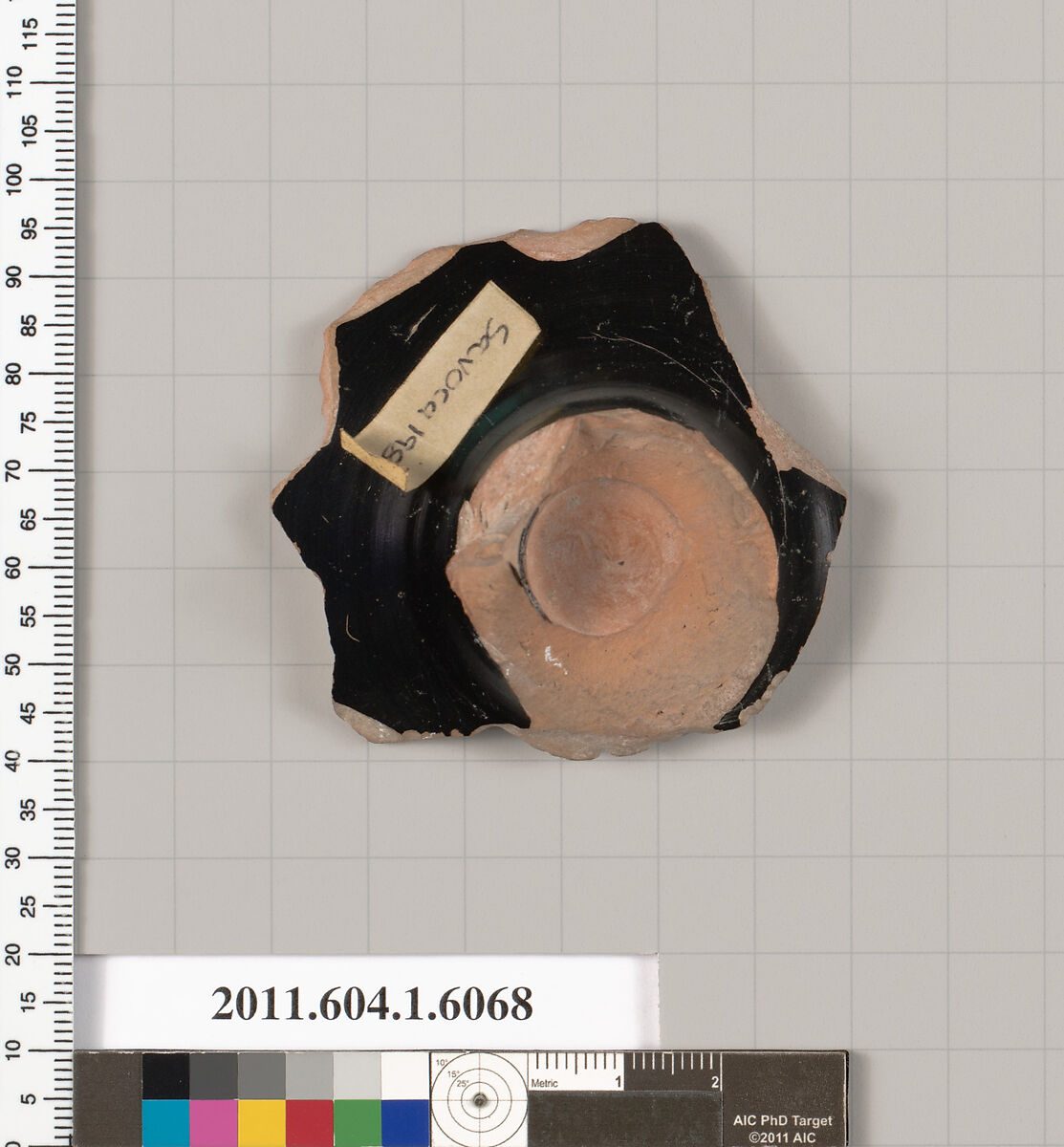 Terracotta fragment of a kylix (drinking cup), Terracotta, Greek, Attic