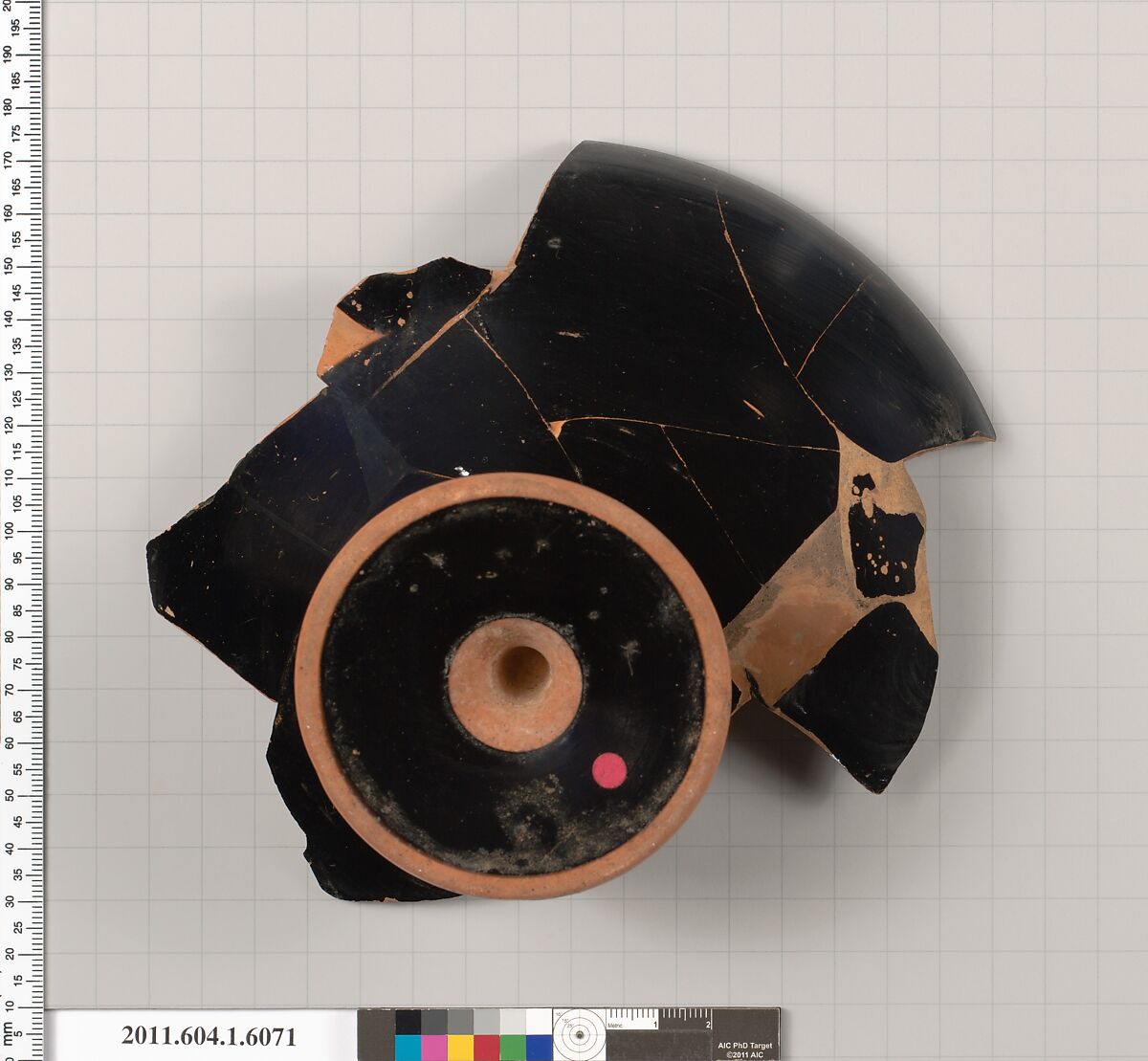 Terracotta fragment of a kylix (drinking cup), Terracotta, Greek, Attic