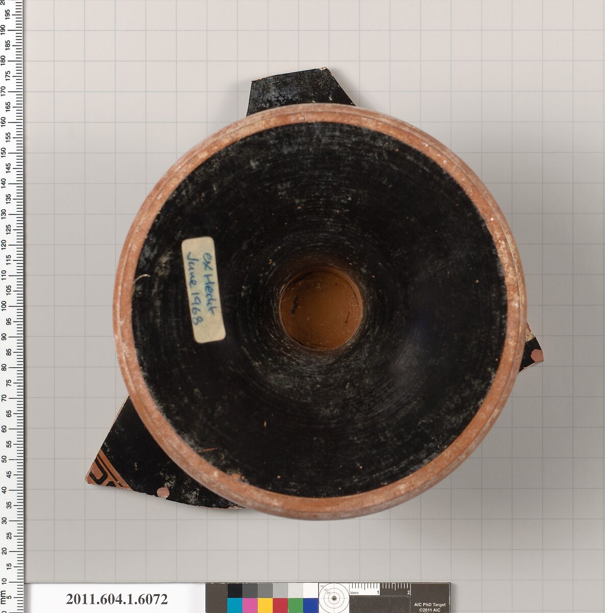 Terracotta fragment of a kylix (drinking cup), Terracotta, Greek, Attic