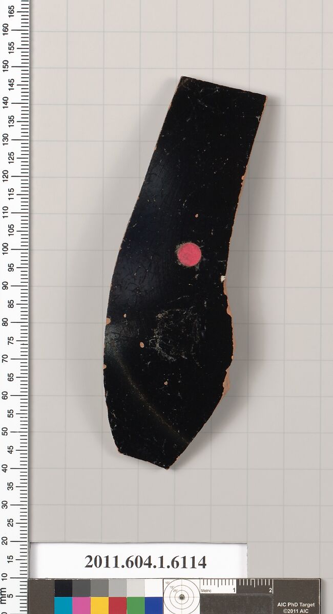 Terracotta fragment of a kylix (drinking cup), Terracotta, Greek, Attic