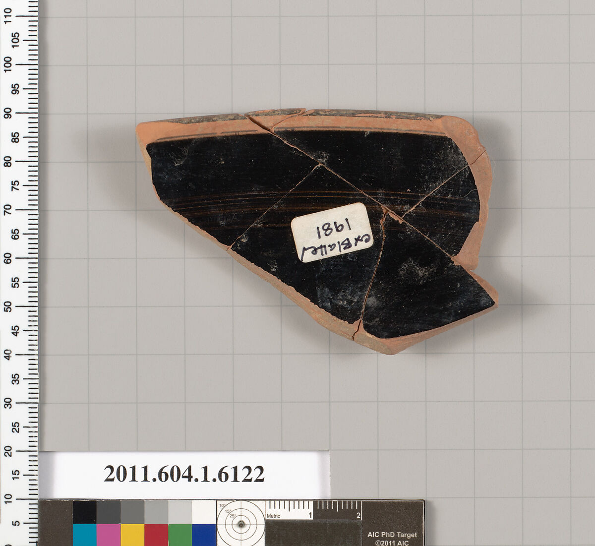 Terracotta rim fragment of a kylix (drinking cup), Terracotta, Greek, Attic