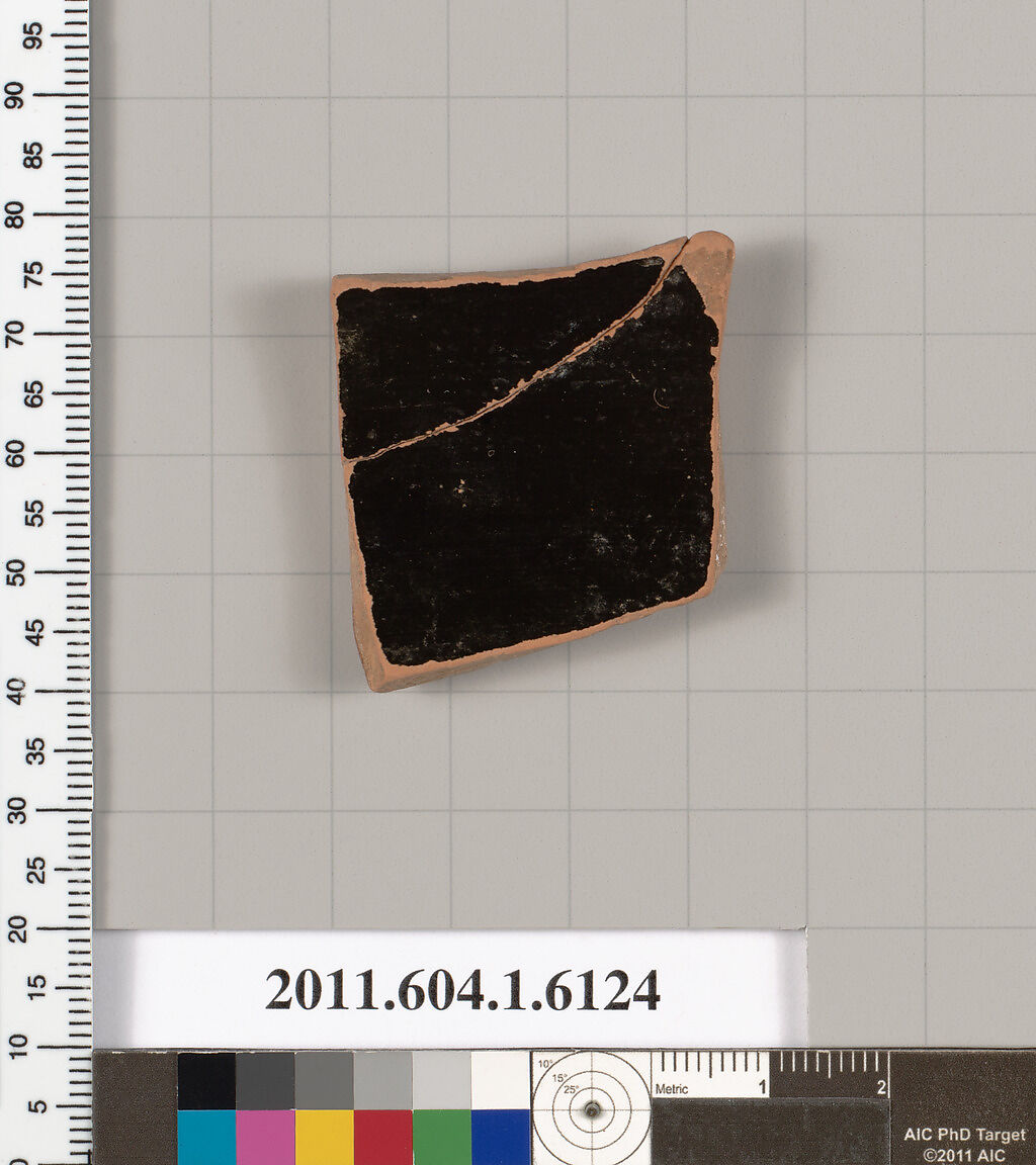 Terracotta fragment of a kylix (drinking cup), Terracotta, Greek, Attic