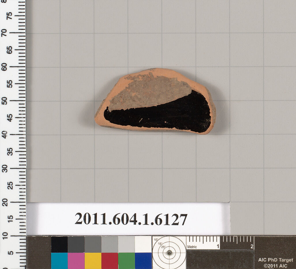 Terracotta rim fragment of a kylix (drinking cup), Terracotta, Greek, Attic