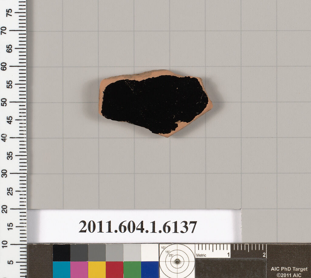 Terracotta fragment of a kylix (drinking cup), Terracotta, Greek, Attic