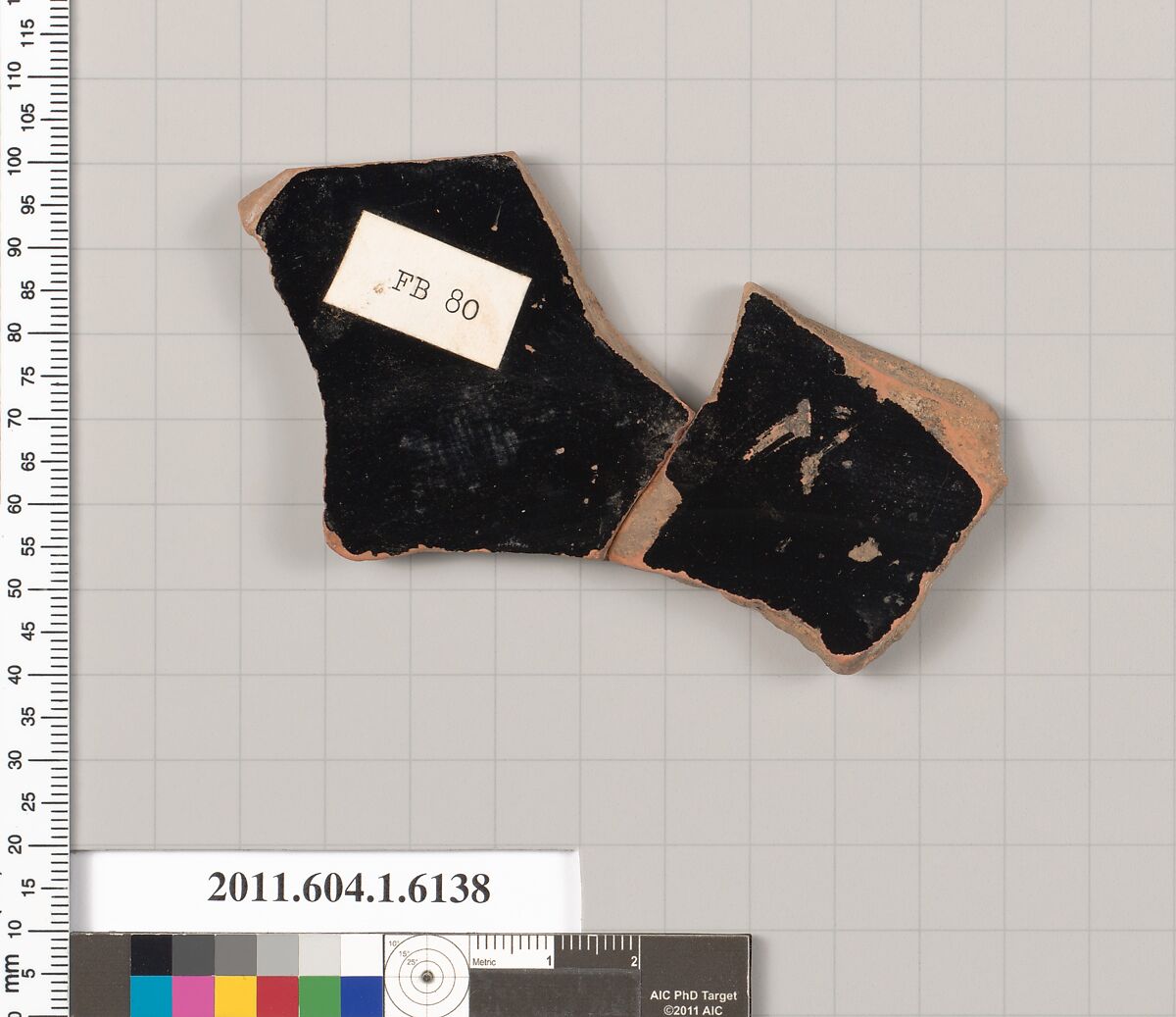 Terracotta fragment of a kylix (drinking cup), Terracotta, Greek, Attic