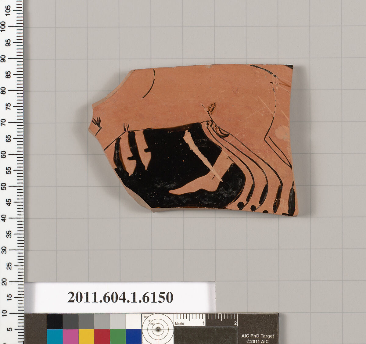 Terracotta fragment of a kylix (drinking cup), Terracotta, Greek, Attic