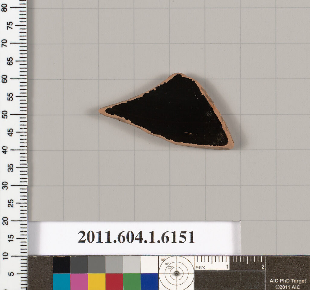 Terracotta fragment of a kylix (drinking cup), Terracotta, Greek, Attic