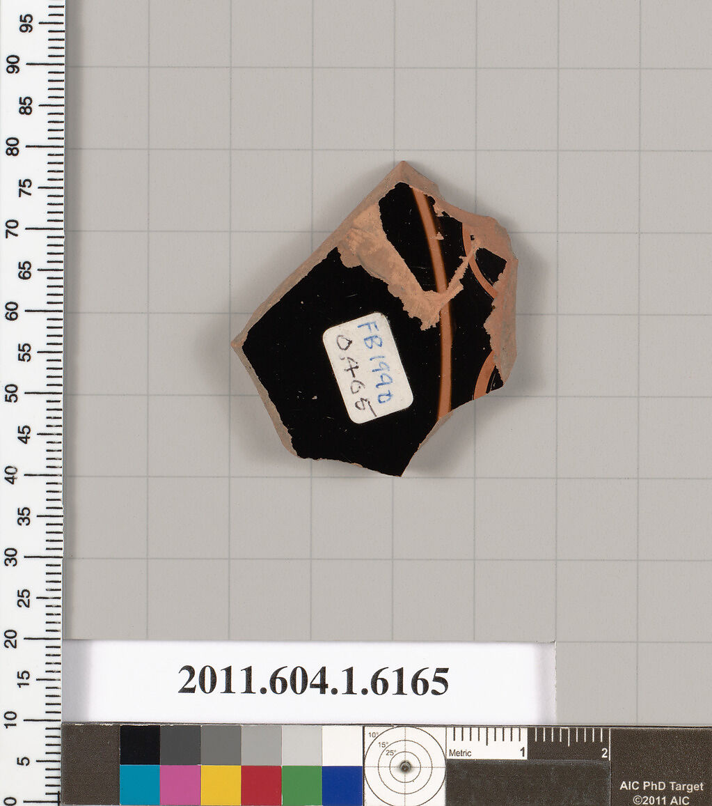 Terracotta fragment of a kylix (drinking cup), Terracotta, Greek, Attic