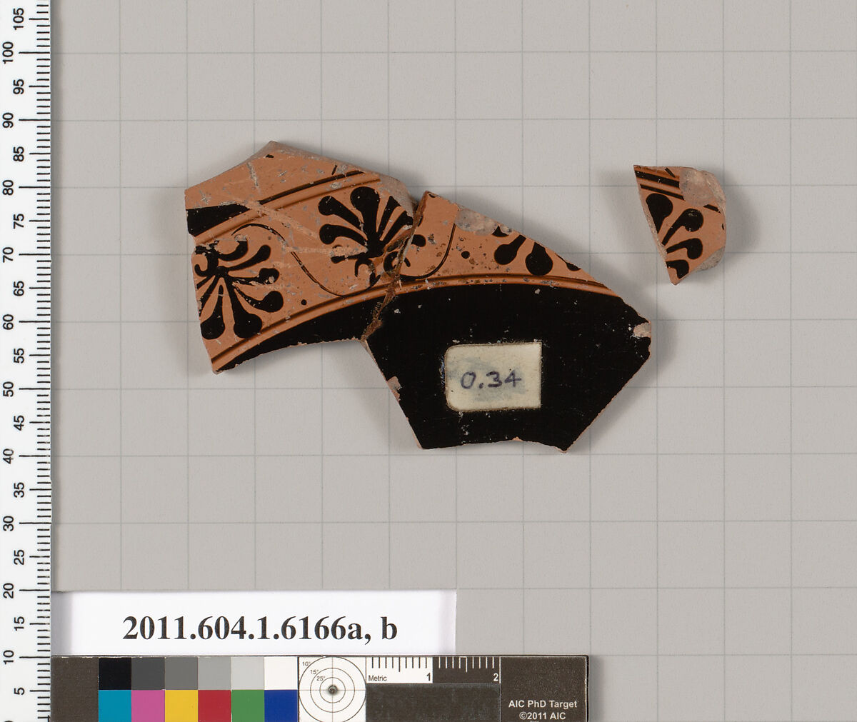 Terracotta fragments of a kylix (drinking cup), Terracotta, Greek, Attic