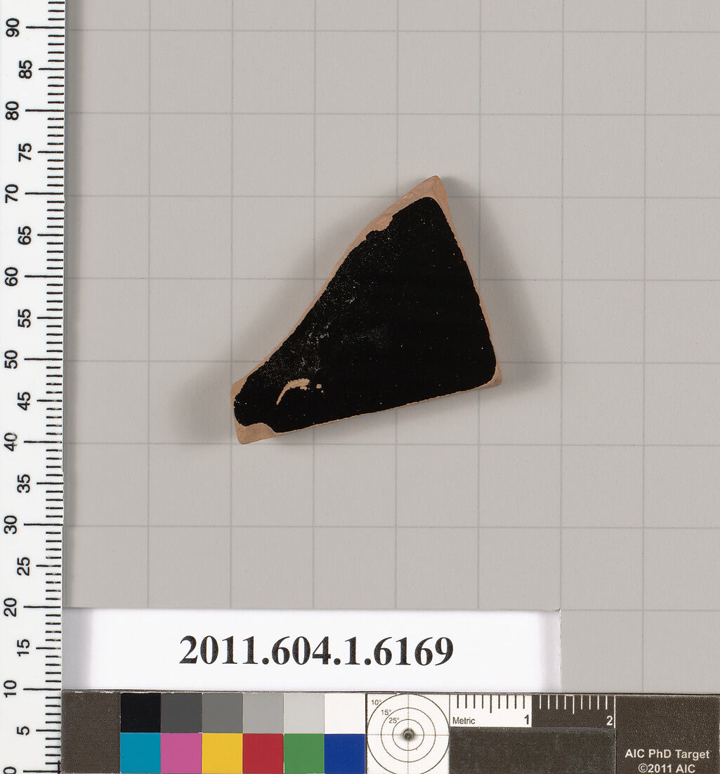 Terracotta fragment of a kylix (drinking cup), Terracotta, Greek, Attic