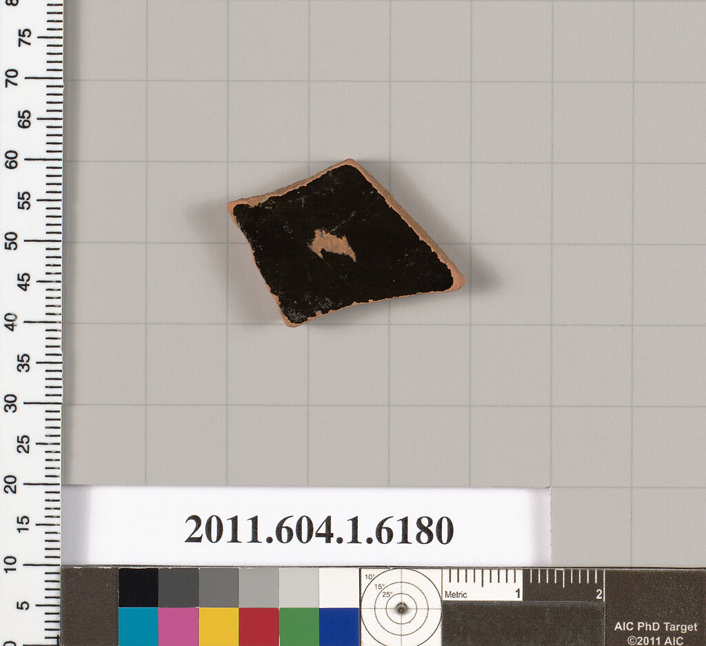 Terracotta fragment of a kylix (drinking cup), Terracotta, Greek, Attic