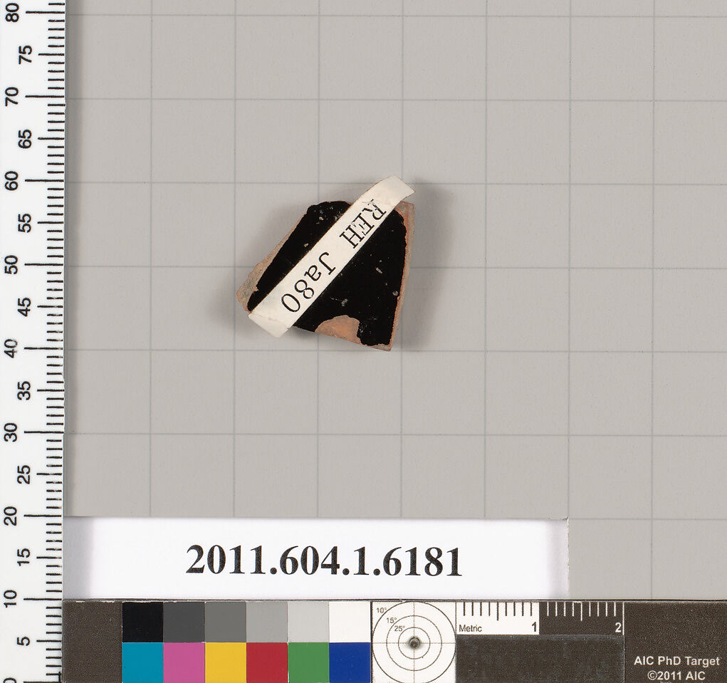Terracotta fragment of a kylix (drinking cup), Terracotta, Greek, Attic