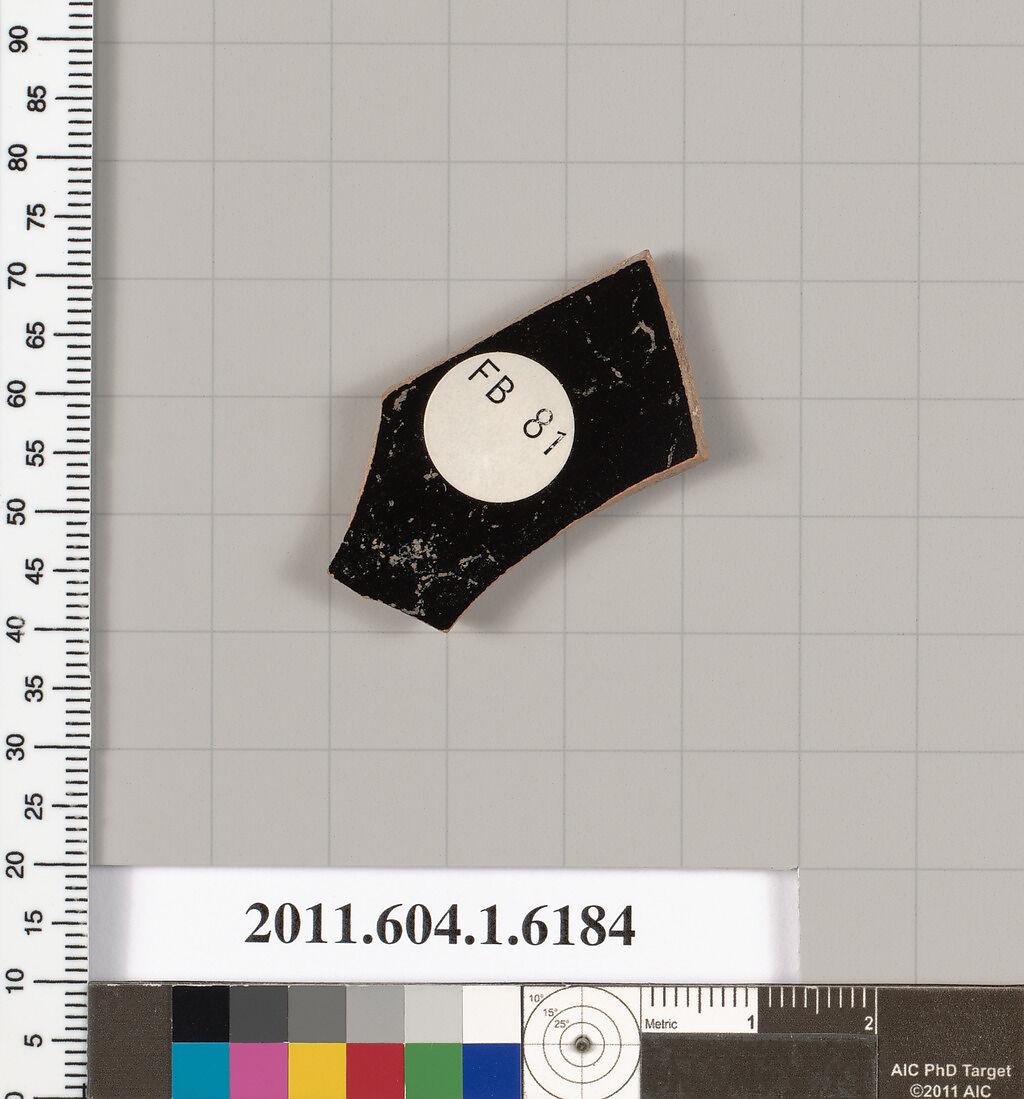 Terracotta fragment of a kylix (drinking cup), Terracotta, Greek, Attic
