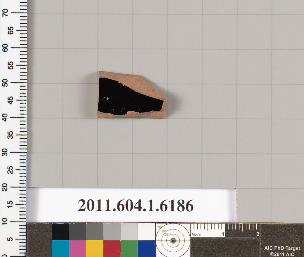 Terracotta fragment of a kylix (drinking cup), Terracotta, Greek, Attic