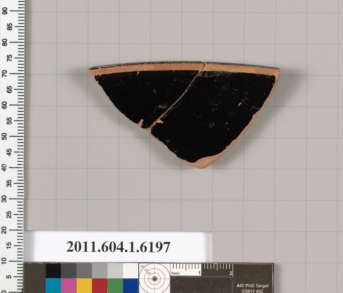 Terracotta rim fragment of a kylix (drinking cup), Terracotta, Greek, Attic