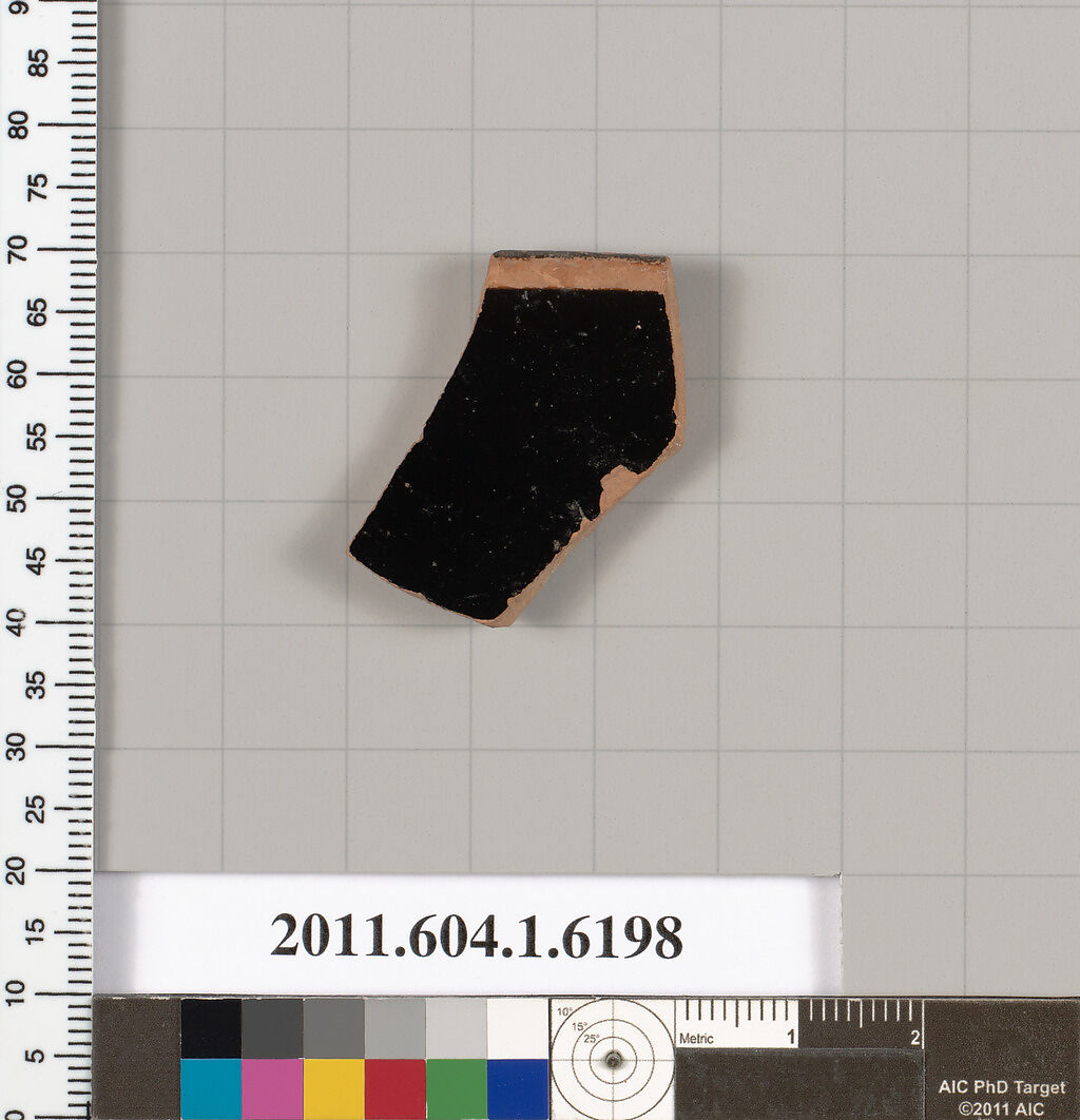 Terracotta rim fragment of a kylix (drinking cup), Terracotta, Greek, Attic