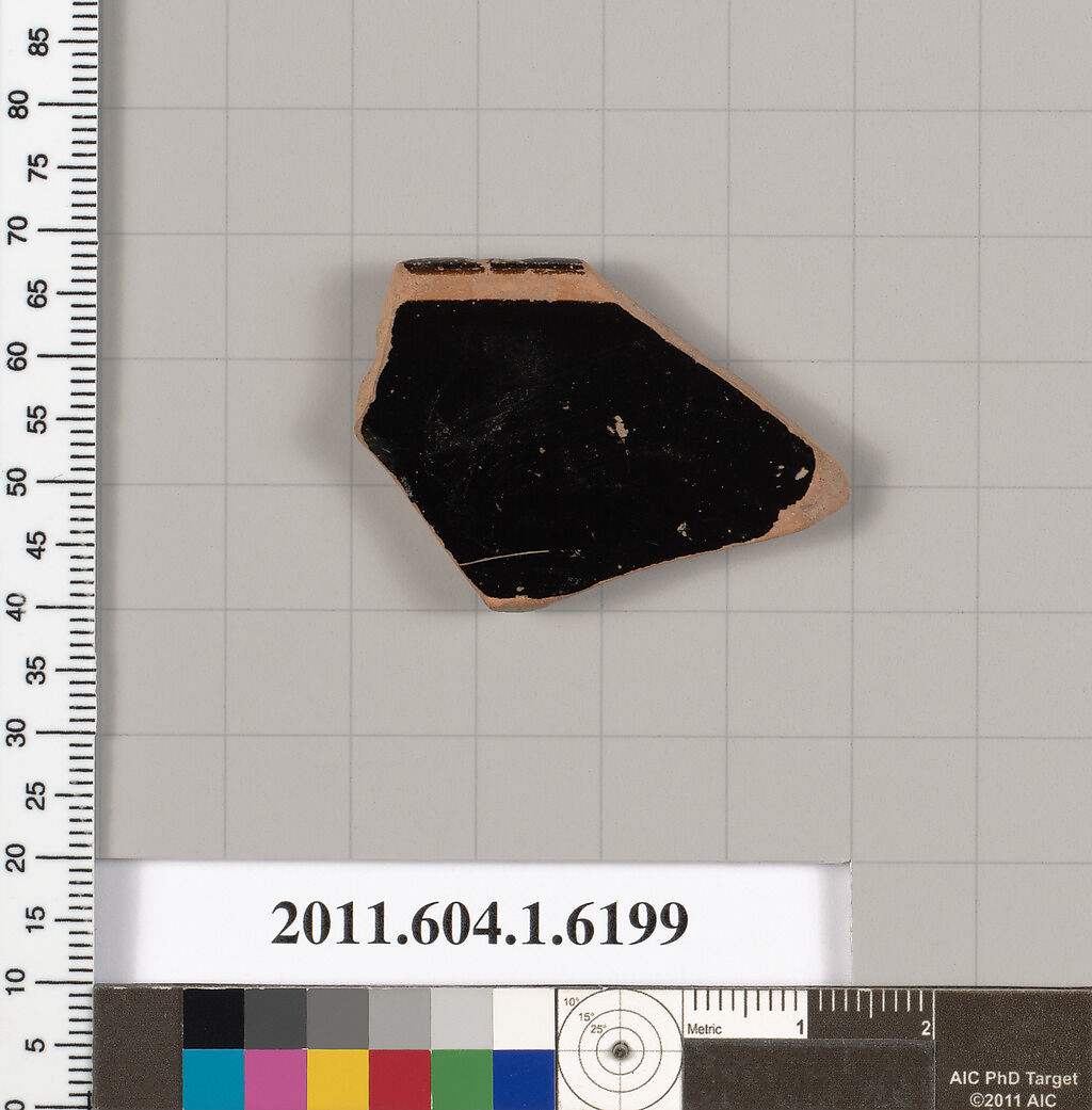 Terracotta rim fragment of a kylix (drinking cup), Terracotta, Greek, Attic